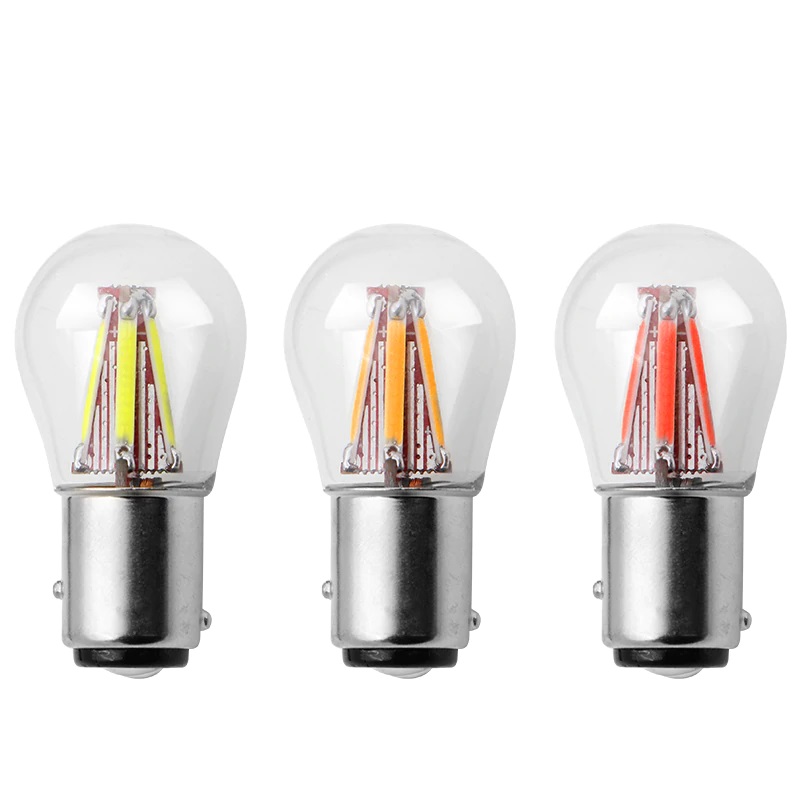 Ampoules P21W LED BA15S COB Filaments Rouge - Xenon Discount