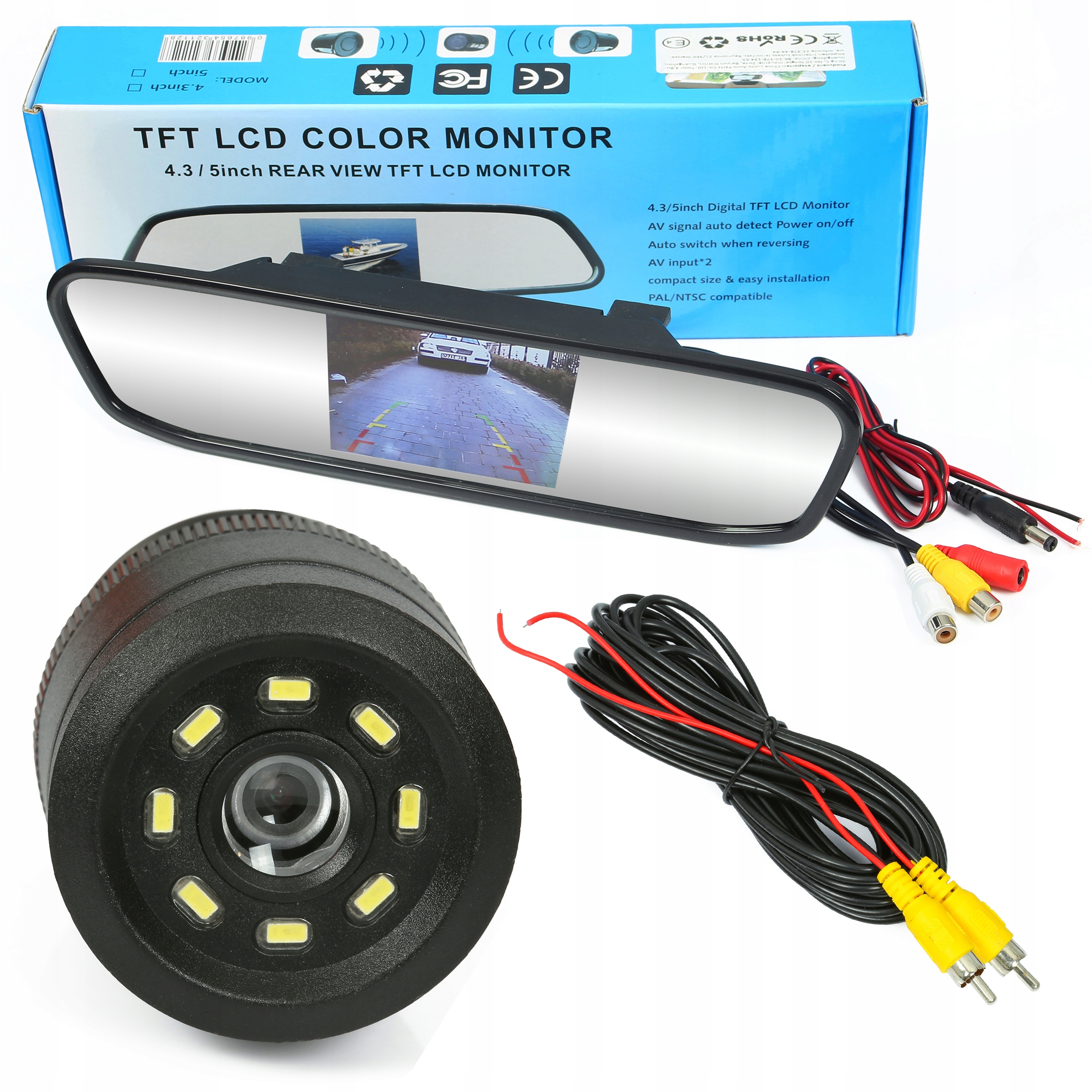 

Kamera Cofania 8 Diod Led Monitor LCD W Lusterku