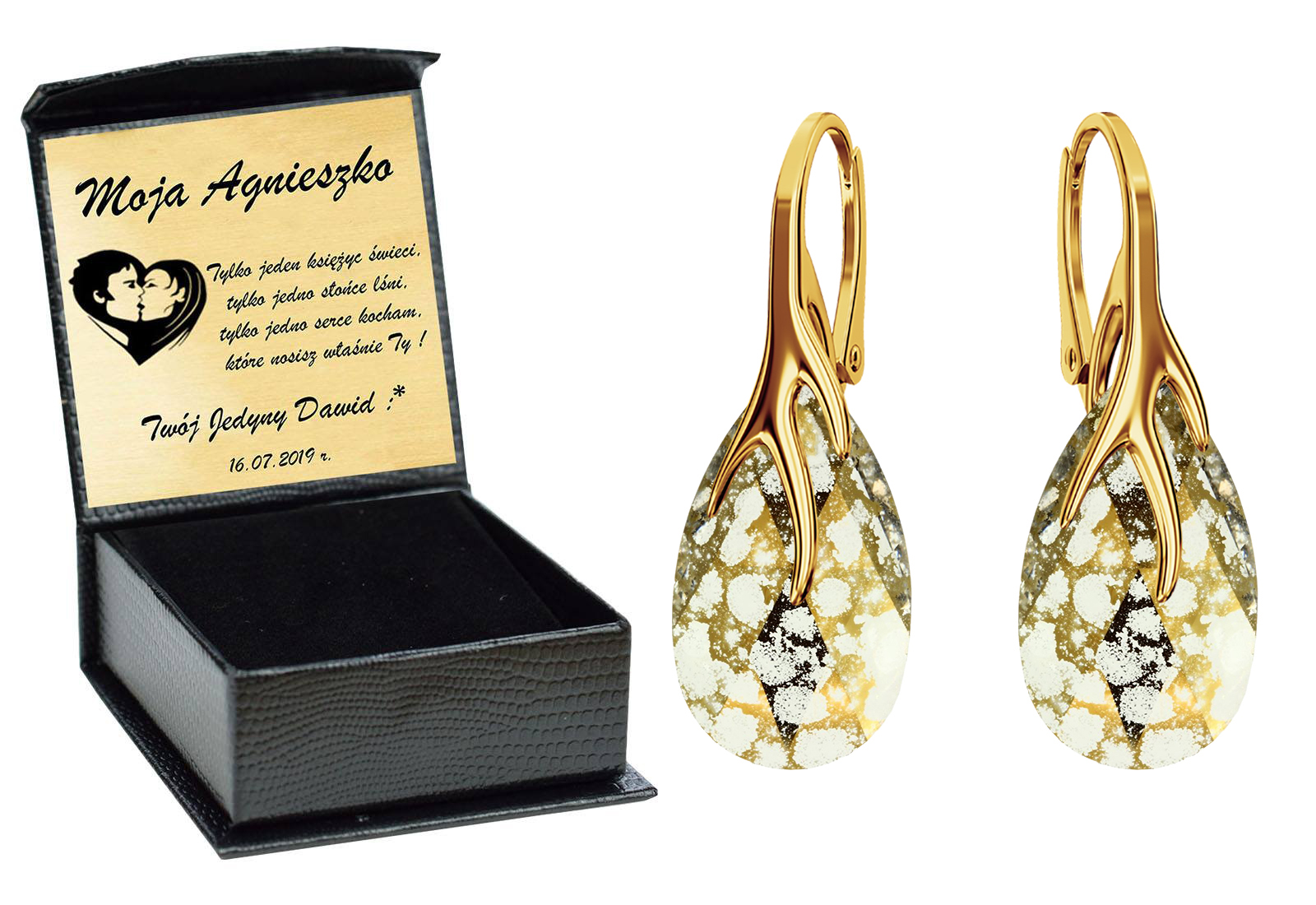 

Drapieżne Kolczyki Swarovski Złote 925 Grawer