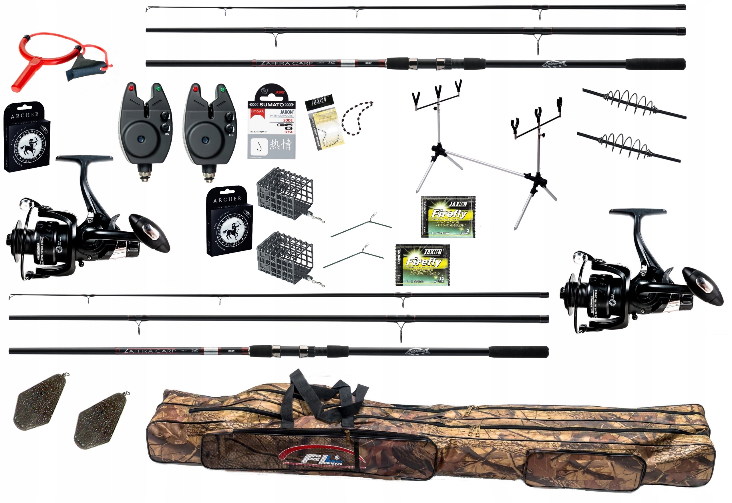 Zestaw Karpiowy Jaxon 2x Wędka 2x kołowrotek torba