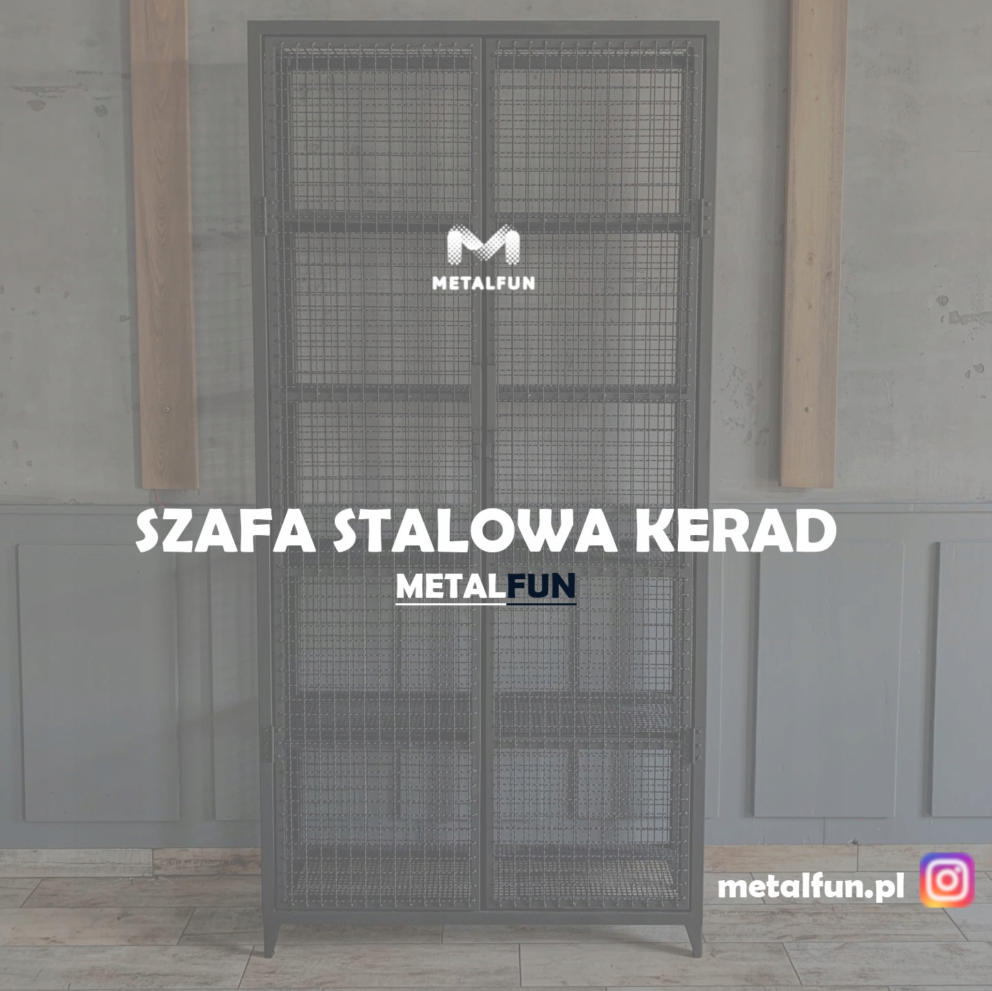 SZAFA METALOWA LOFT DESIGN Regał Witryna Szerokość mebla 100 cm