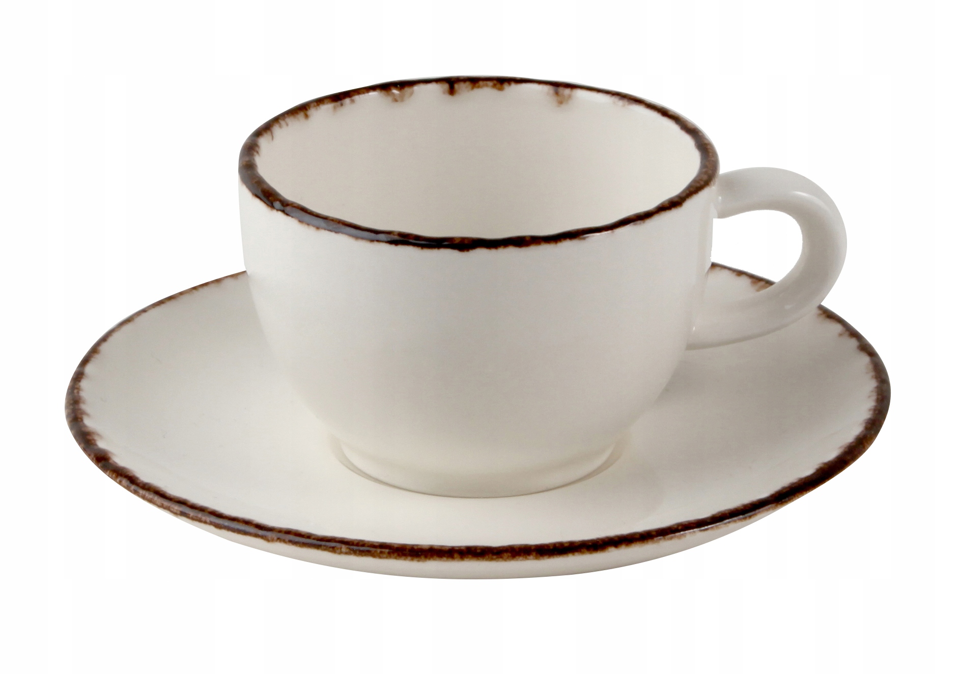 Filiżanka espresso + spodek beżowa kamionka X 4SZT