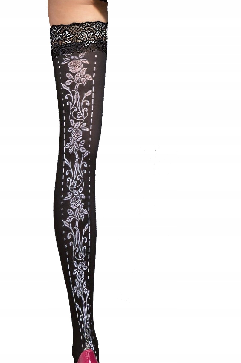 Чулки 4 самонесущие NARCISIA 40 узор белый