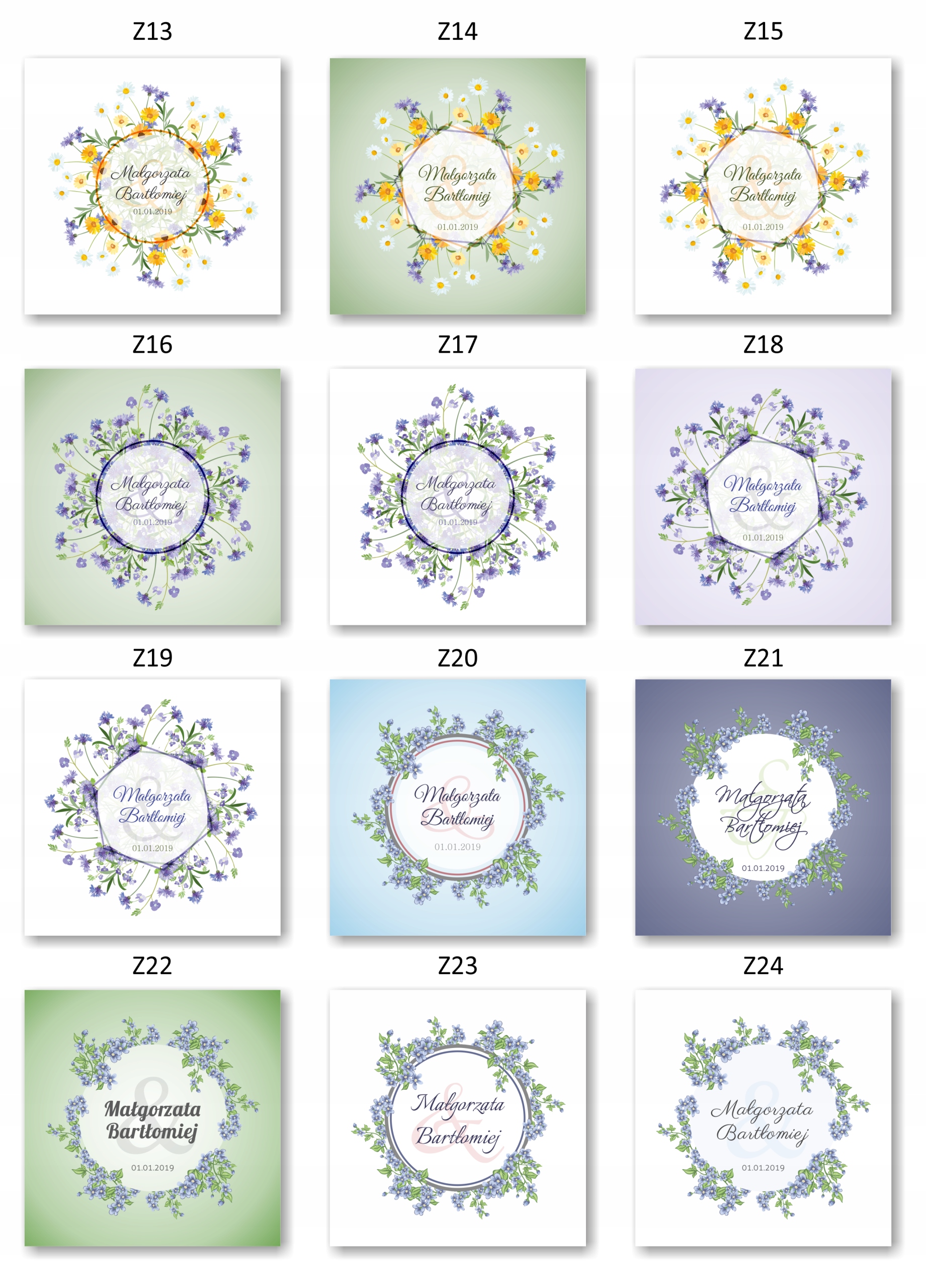 ZAPROSZENIA ŚLUBNE PŁÓTNO boho wianki rustykalne Grubość papieru 246 g