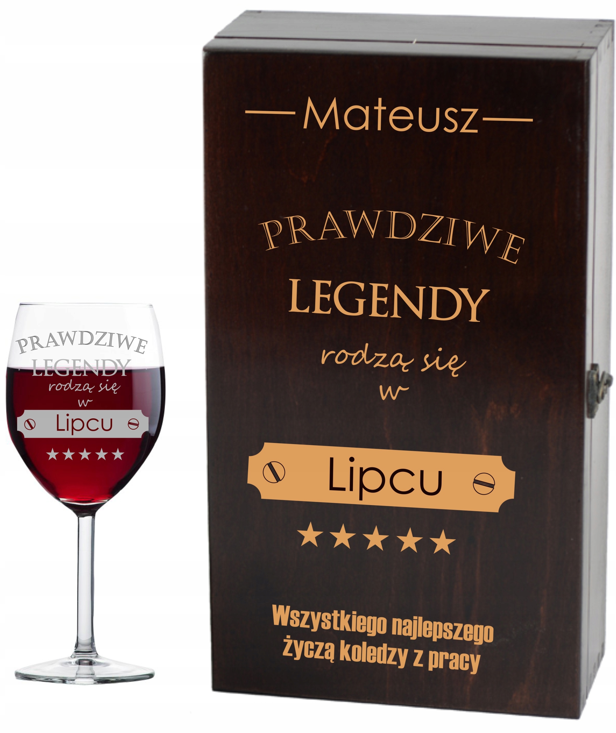 

Kieliszek + Skrzynka Z Grawerem Ślub Urodziny