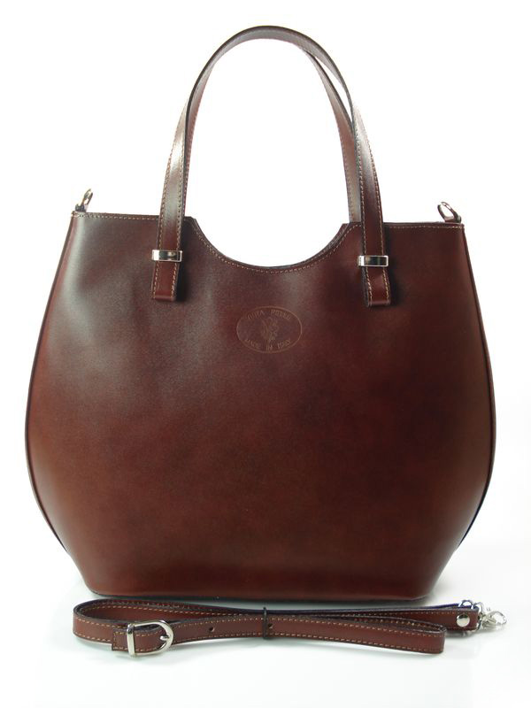 

Duża Włoska Torba Shopper Bag Zarka Srebro Brązowa