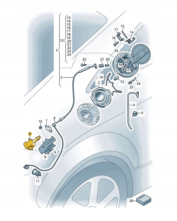 SIŁOWNIK KLAPKI WLEWU PALIWA AUDI TT ORYGINAŁ ASO