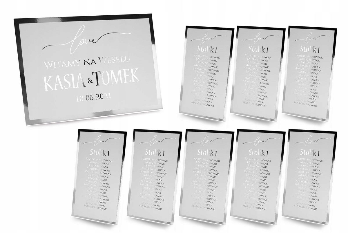 ZŁOTY PLAN STOŁÓW SREBRNY LOVE Złocony Kształt inny