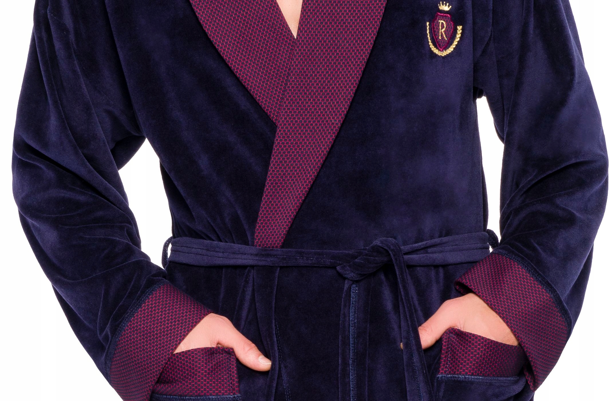 SZLAFROK MĘSKI BONŻURKA WELUR ATŁAS KOŁNIERZ M Rozmiar M