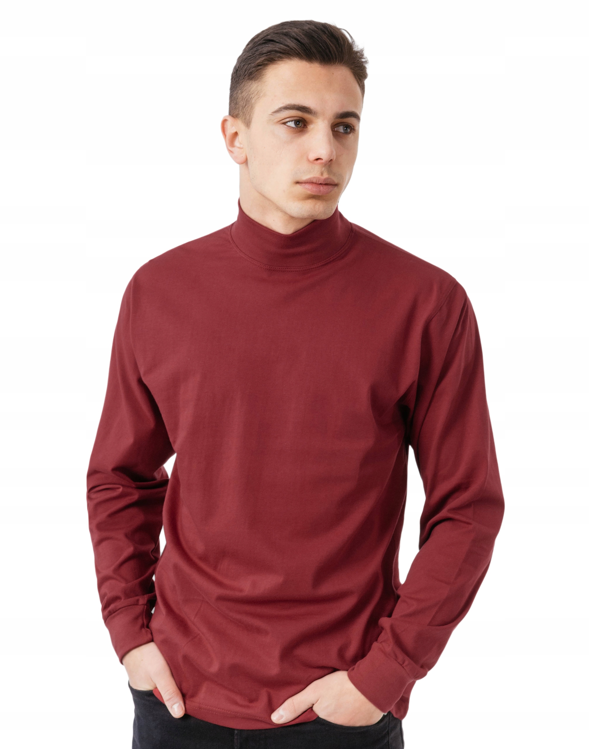 Półgolf męski cienki sweter golf ADAM L burgundowy