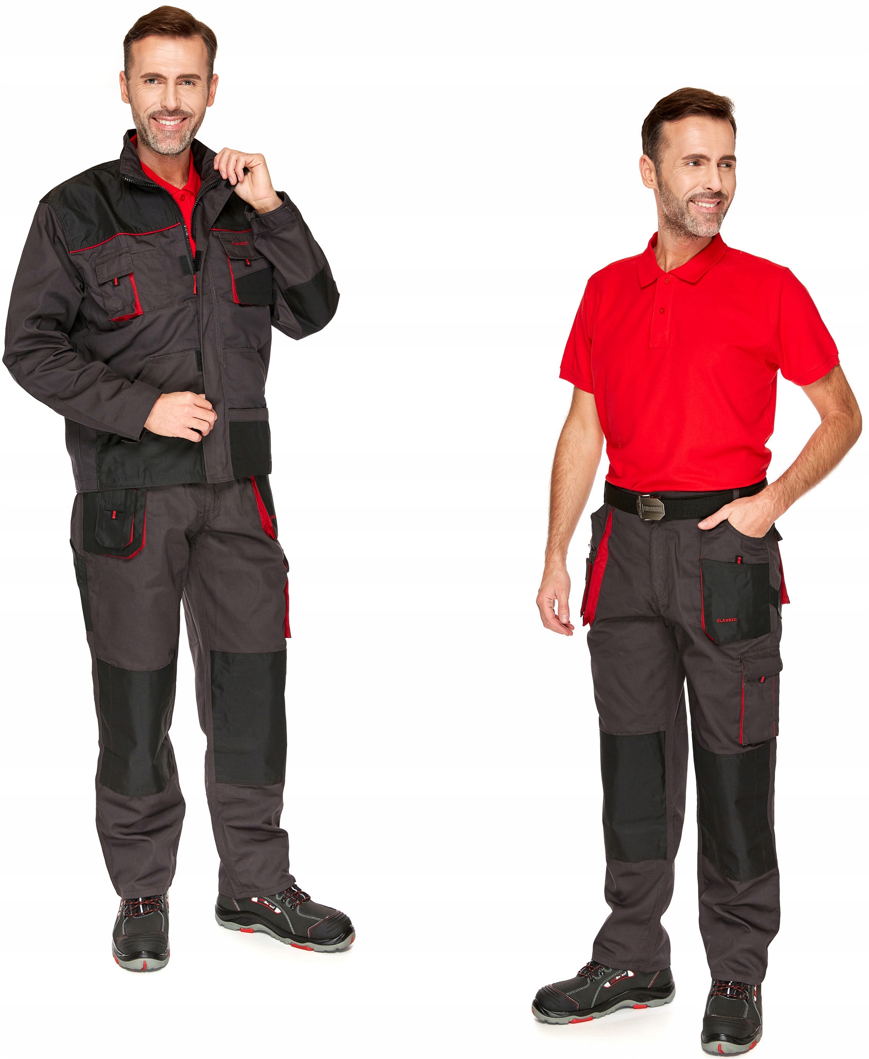 Робочий захисний одяг сильний графітовий червоний 64