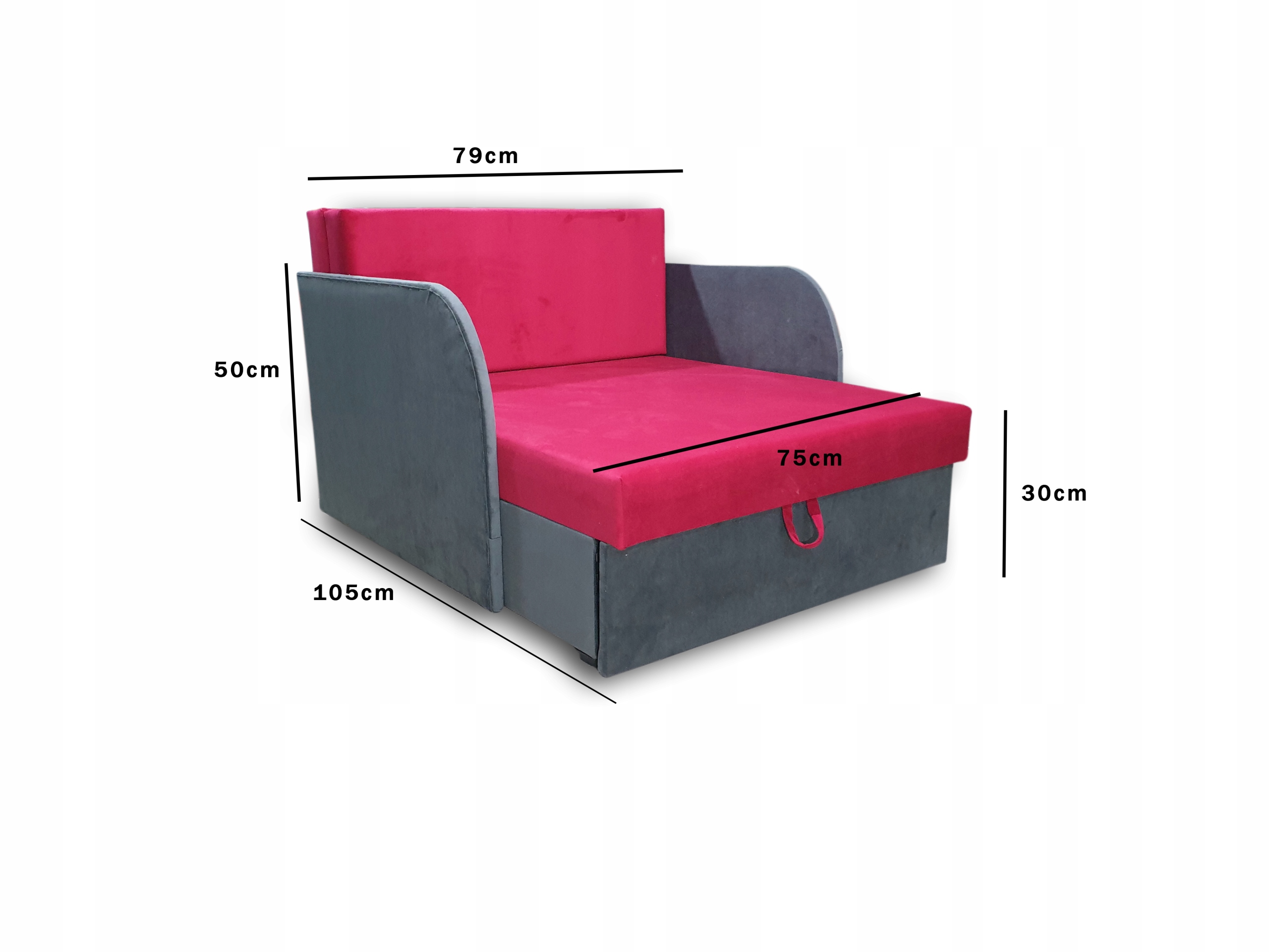Łóżko dziecięce, fotel rozkładany, sofa rozkładana Długość mebla 172 cm