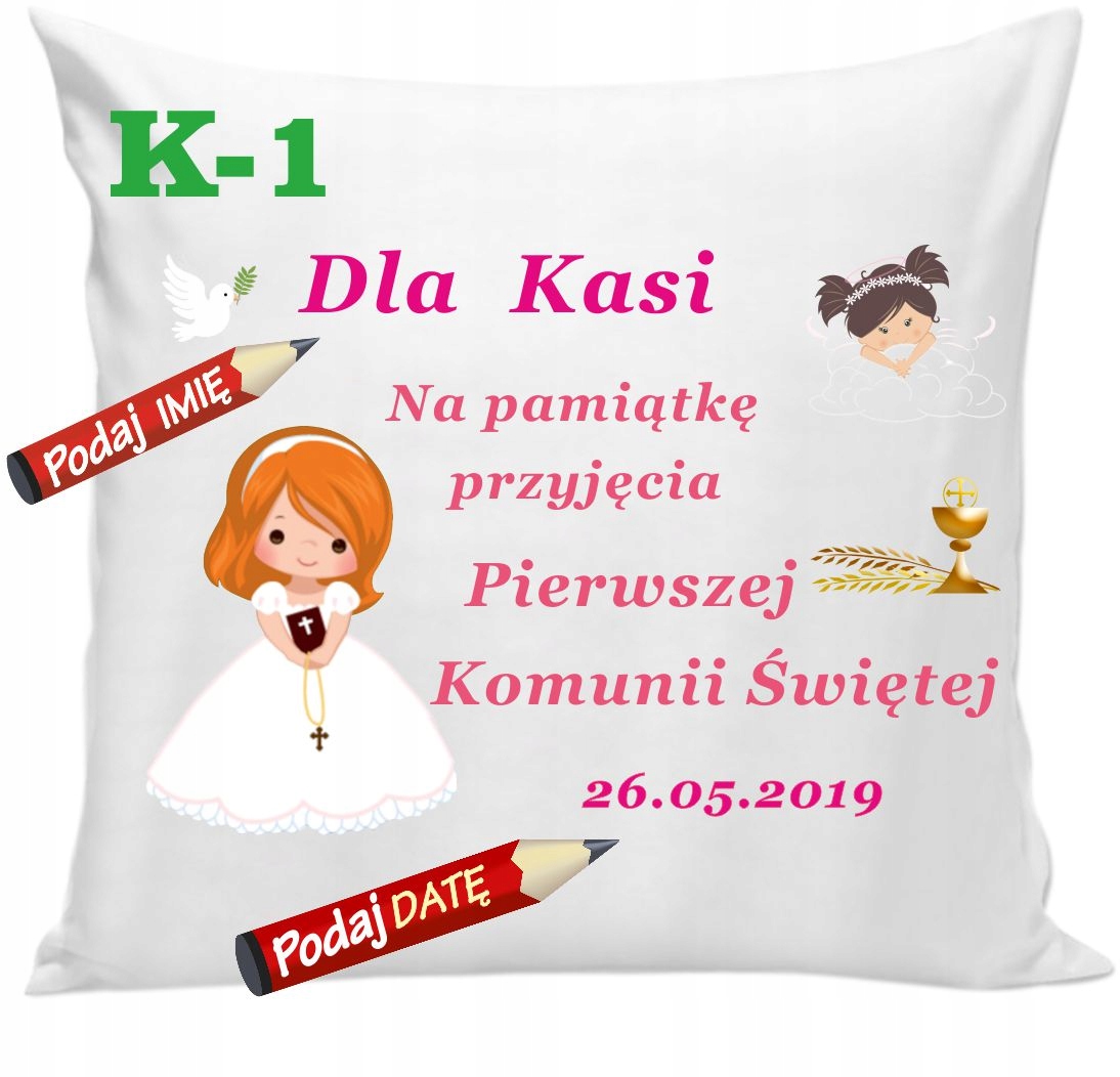 

Poduszka imię dziecka Komunia Święta