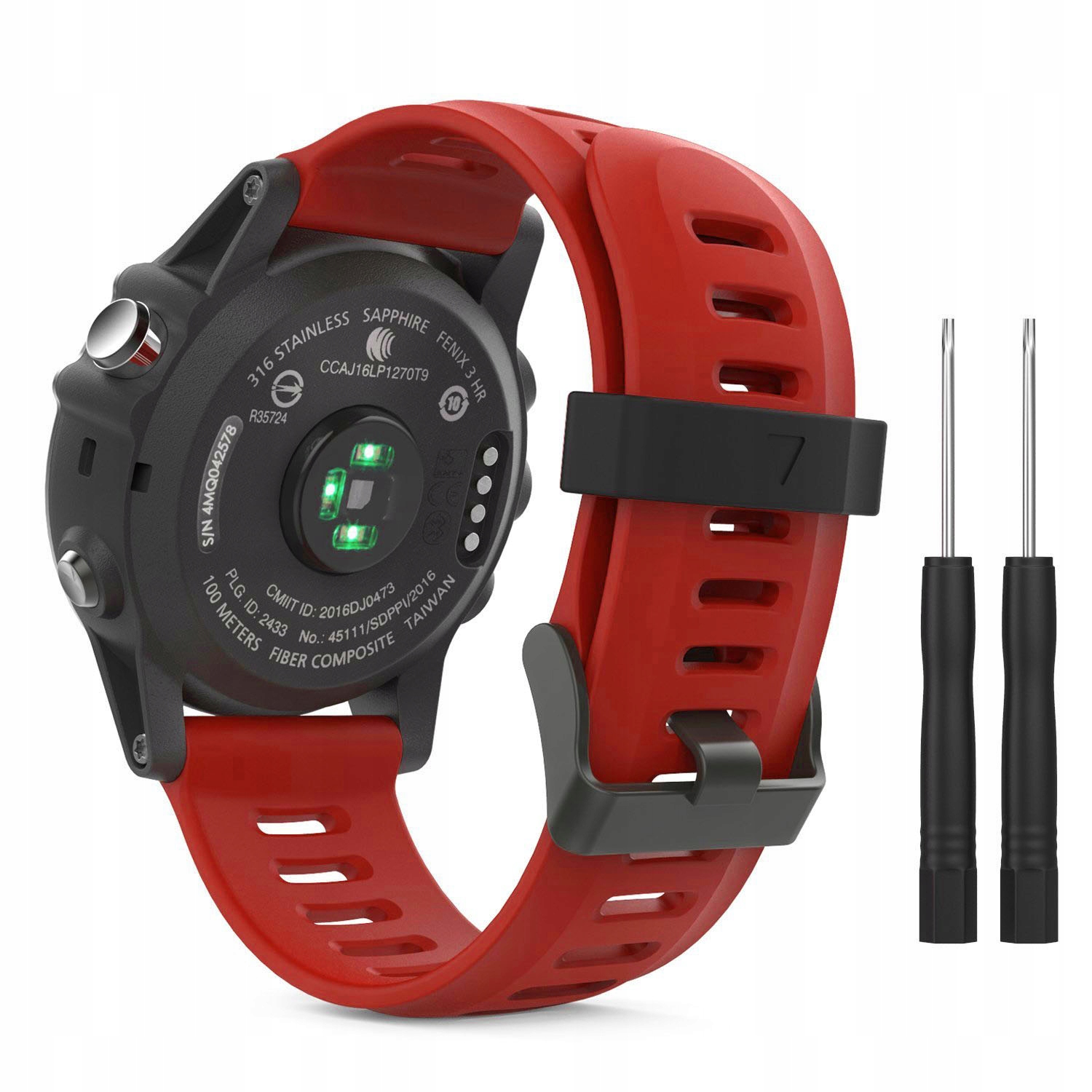 

Czerwony Silikonowy Pasek Garmin Fenix 3 3HR 5X