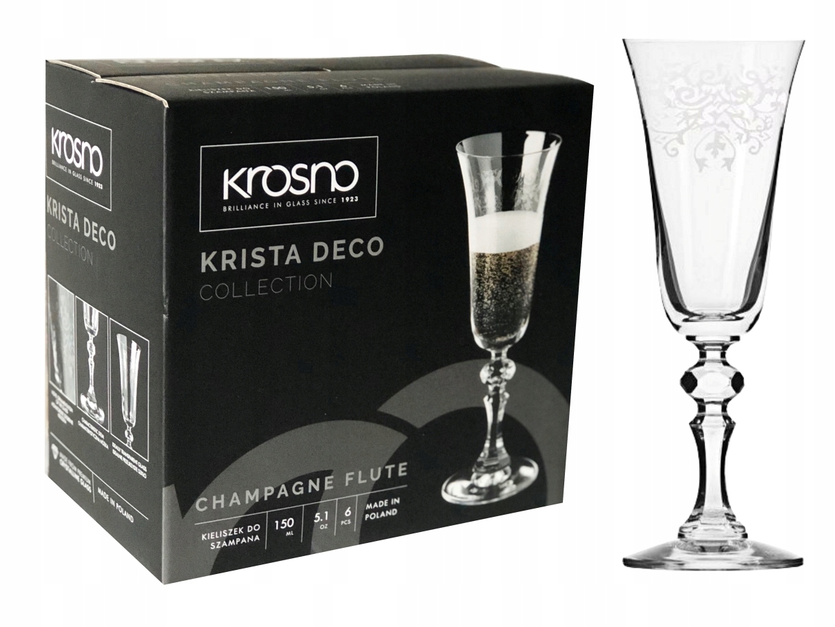KOMPLET 6 KIELISZKÓW 150 ml DO PROSECCO SZAMPANA WINA KRISTA DECO KROSNO EAN (GTIN) 5900345788272