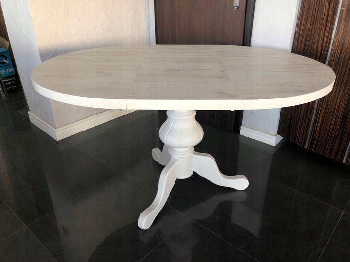 Stół okrągły craft biały na jednej nodze 100/140 Kształt blatu okrągły