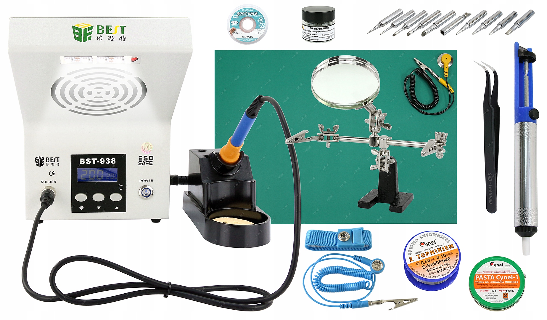

Zestaw Lutowniczy BST-938 90W XXL Mata Esd Groty