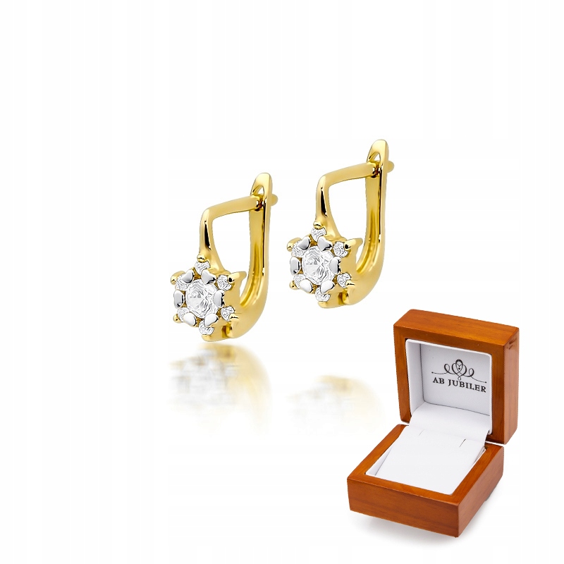 

Złote Eleganckie Kolczyki z Diamentami Próba 585