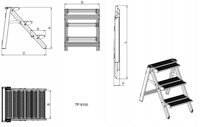Drabina schodki stołek aluminiowy DRABEX TP 8122 — 12