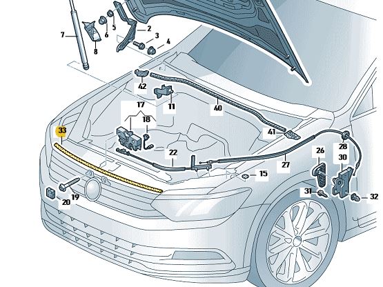 USZCZELKA MASKI PRZÓD VW PASSAT B8 ORYGINAŁ ASO Typ samochodu Samochody osobowe