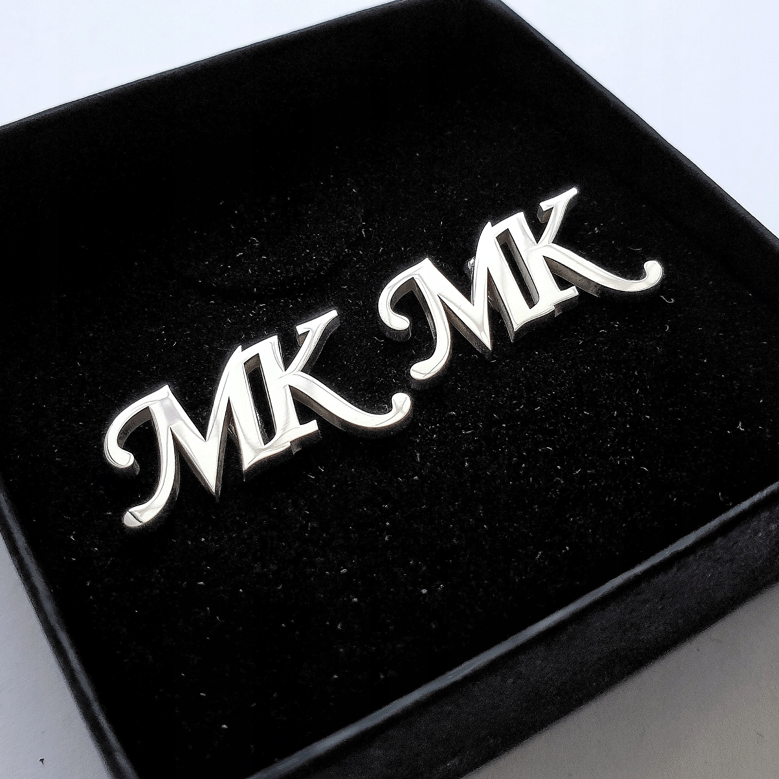 Spinki do mankietów inicjały litery - srebro 925 Materiał srebro