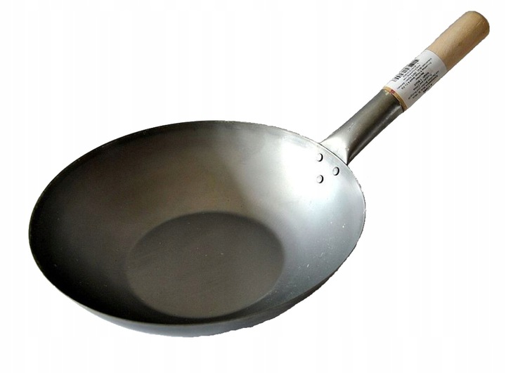 

Wok Stalowy 30cm płaskie dno z drewnianą rączką