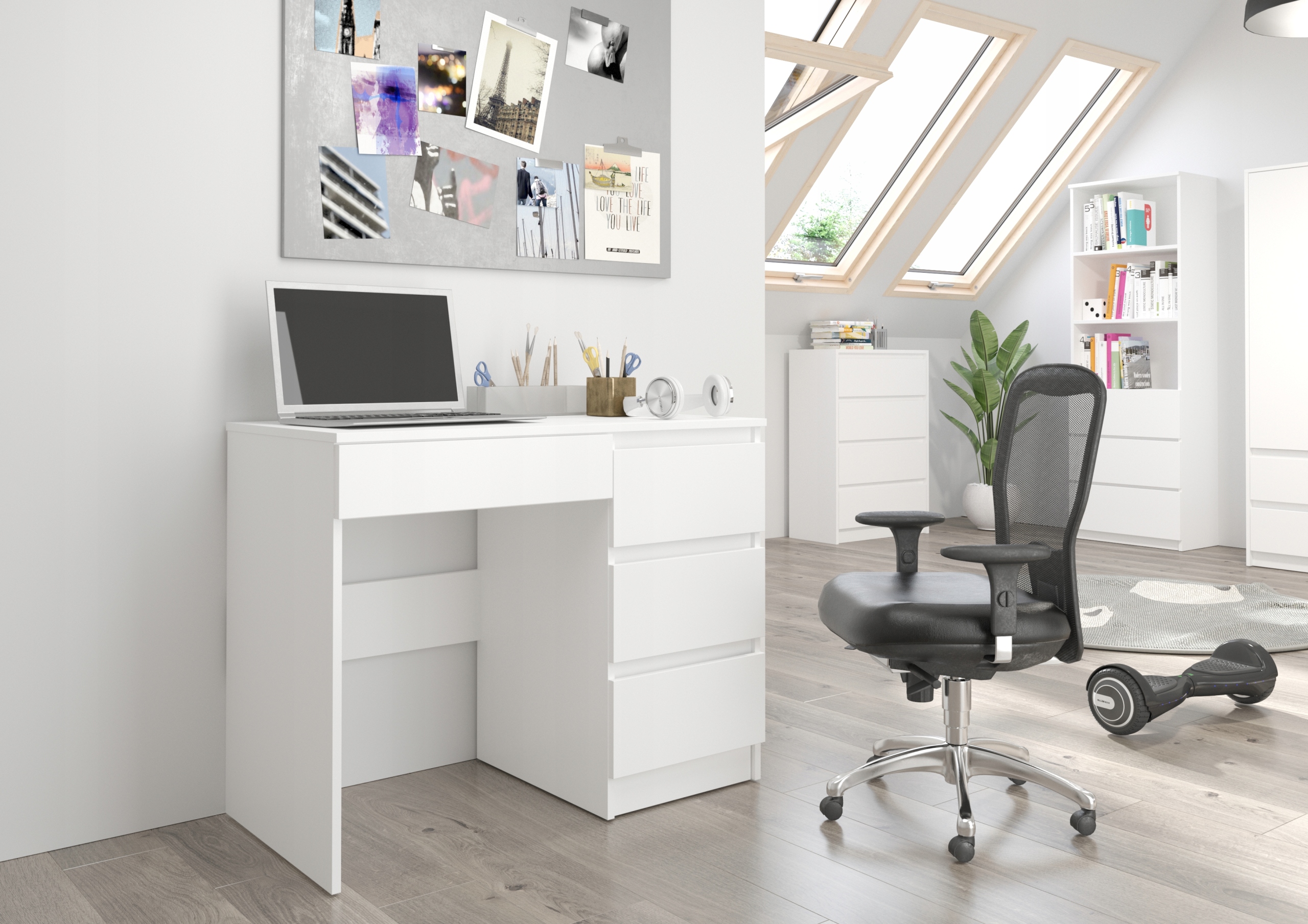 Meble Biurko komputerowe stolik 90cm białe N34 Kolor mebla biały