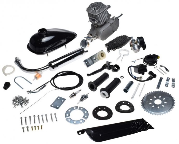 Spalovací motor Moretti 80cc 2T kompletní sada pro jízdní kolo