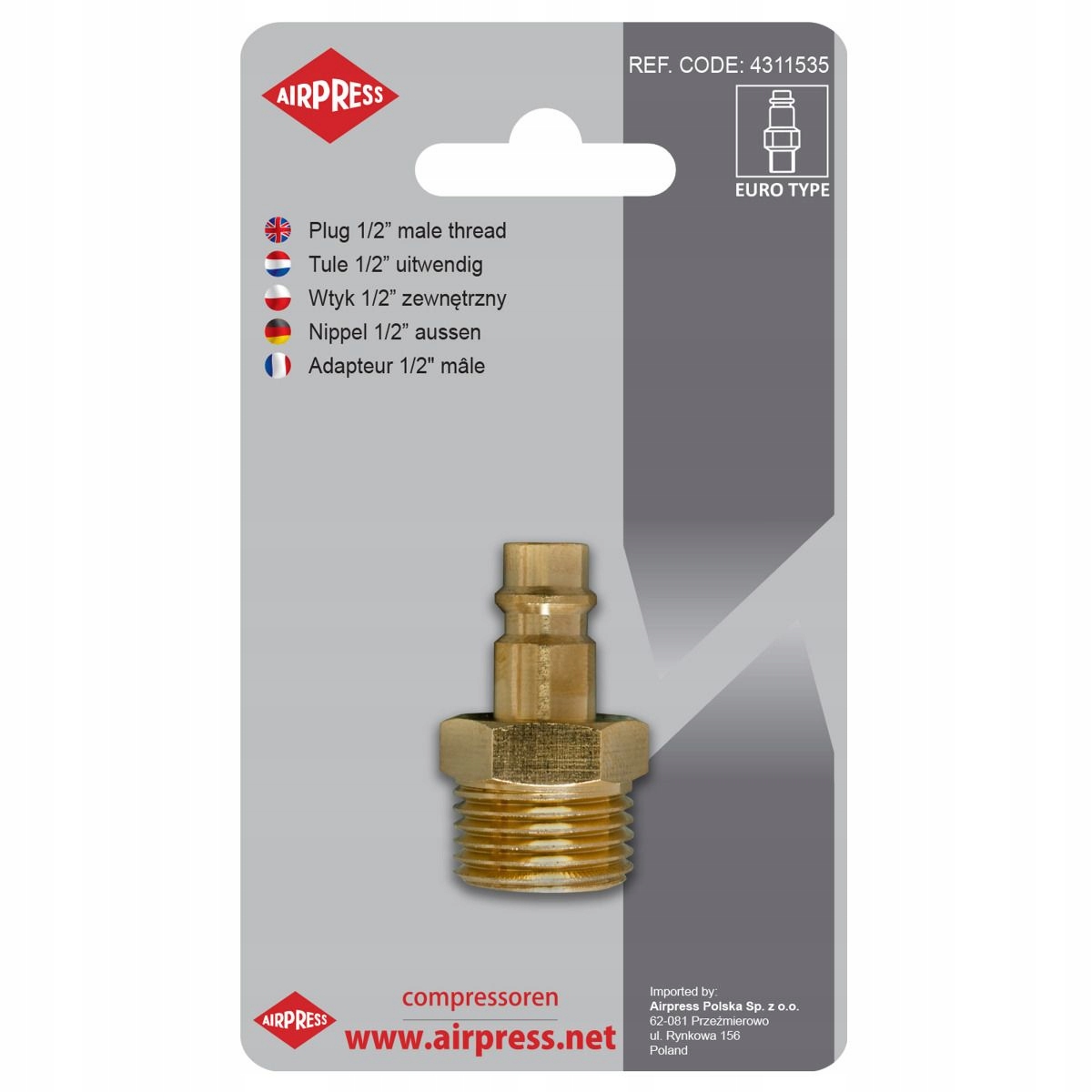 

Wtyk gwint zewnętrzny 1/2" Airpress