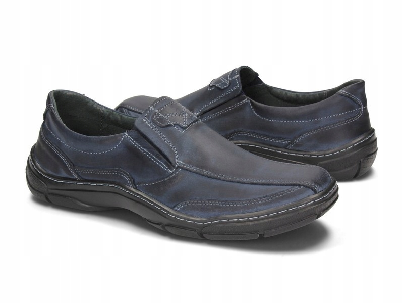 MOKASYNY PÓŁBUTY POLSKIE SKÓRA SYRIUS 150 BLUE 45 Oryginalne opakowanie producenta pudełko