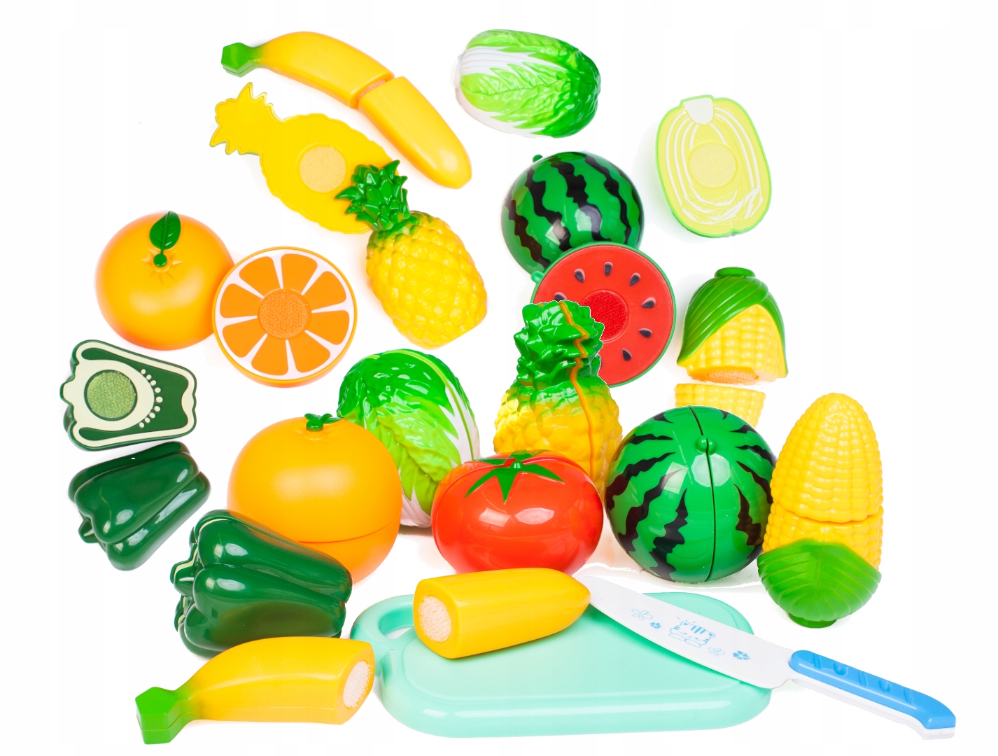 

Zestaw kolorowych owoców i warzyw funny food