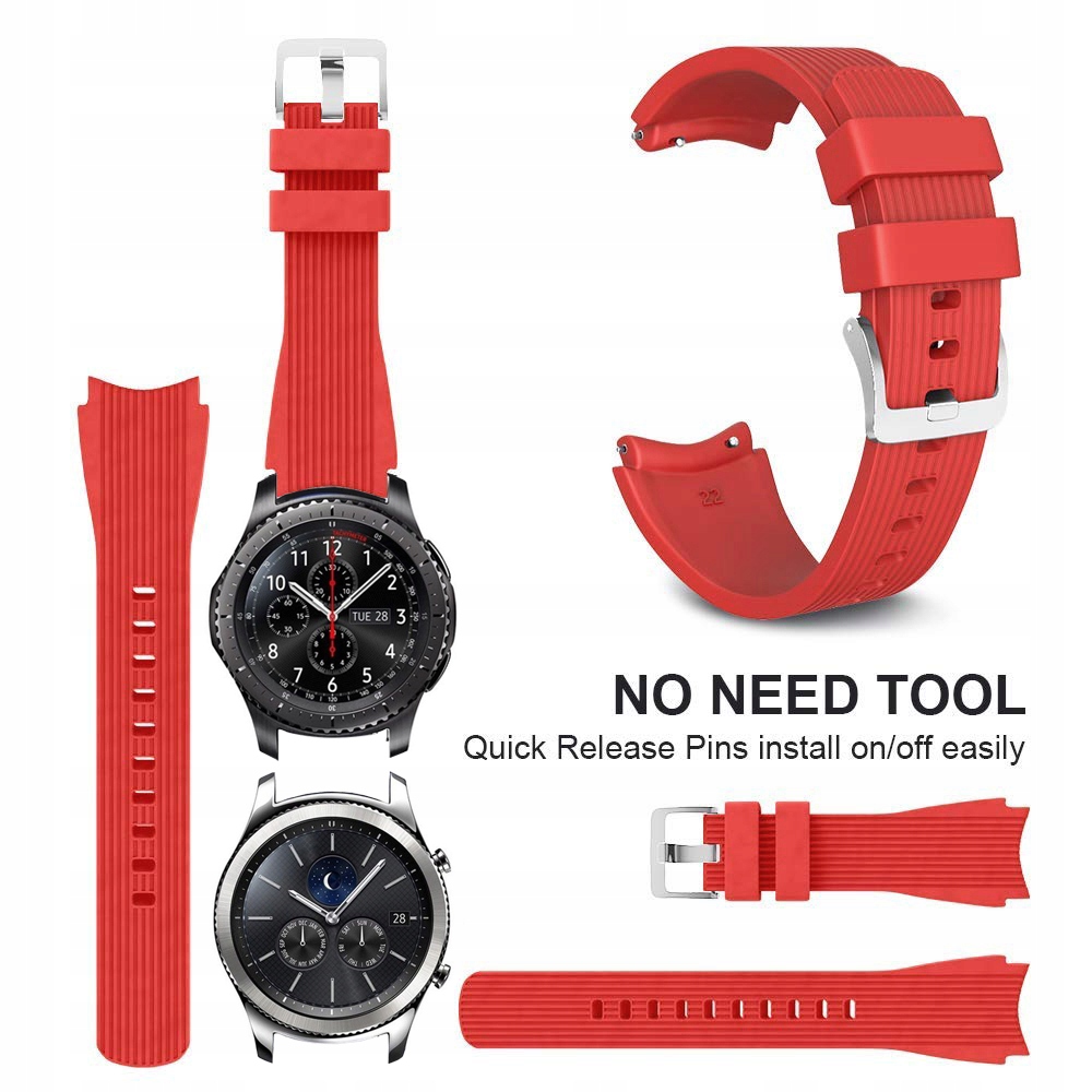 CZERWONY PASEK SILIKONOWY SAMSUNG GEAR S3 +SZKŁO Kolor dominujący pomarańcze i czerwienie