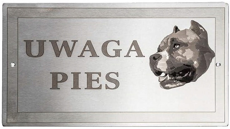 

Tabliczka nierdzewna -uwaga Pies Amstaff Pitbull