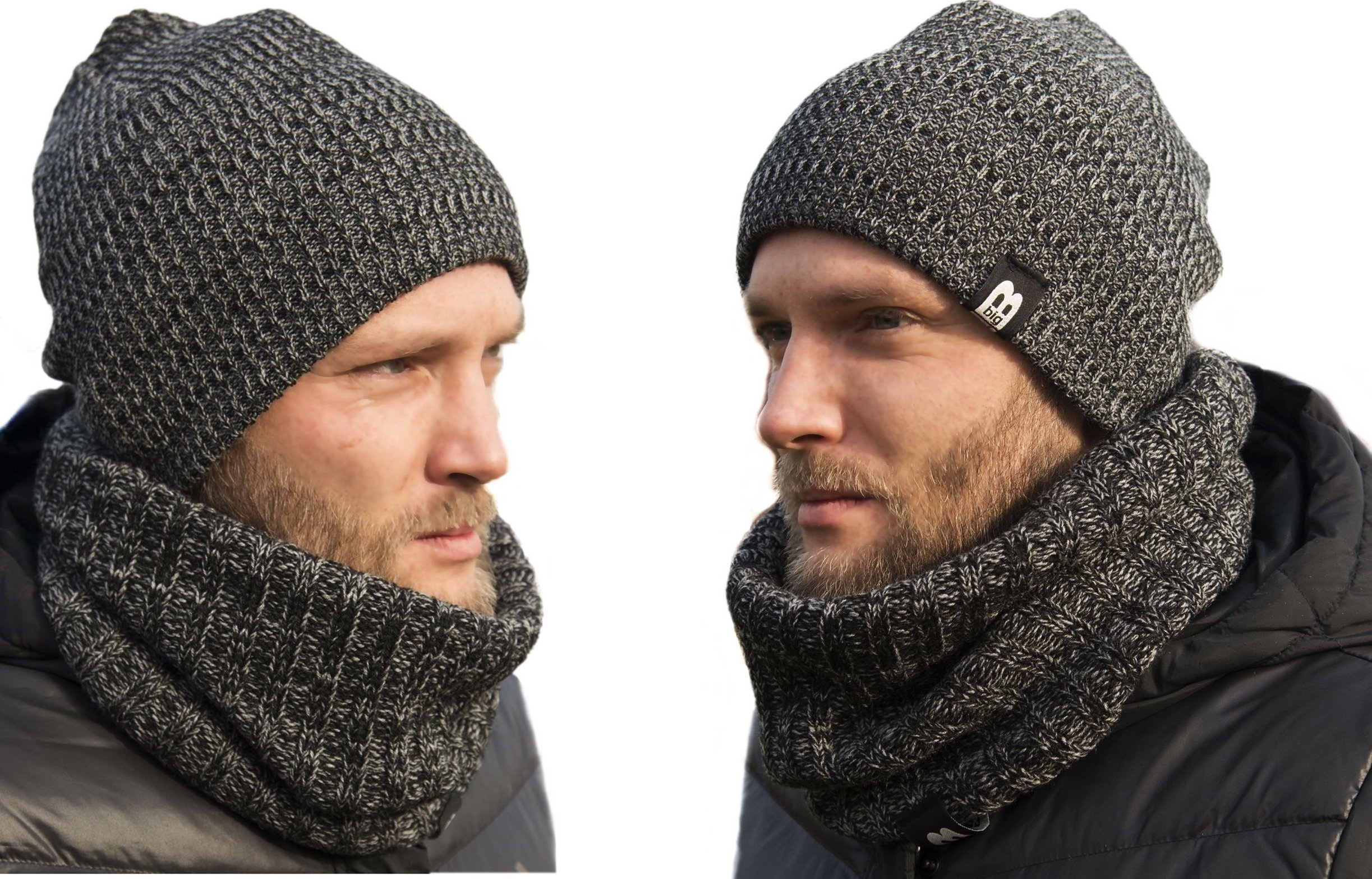 CIEPŁY KOMPLET MĘSKI NA ZIMĘ CZAPKA SZALIK W2