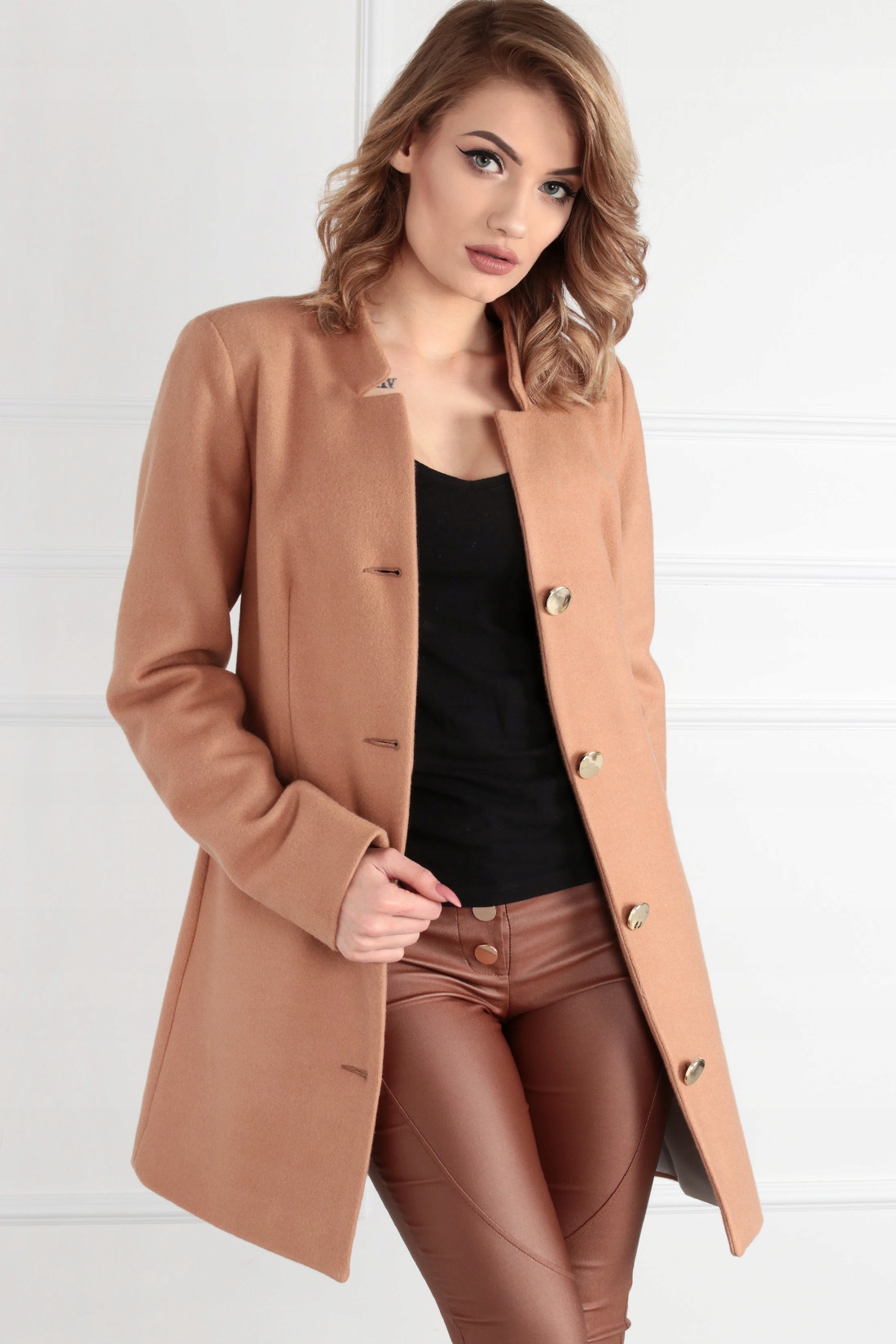 PŁASZCZ DAMSKI KURTKA KLASYCZNY WYGODNY KOBIECY WIOSENNY KOLORY 42 XL 1921 Materiał dominujący inny