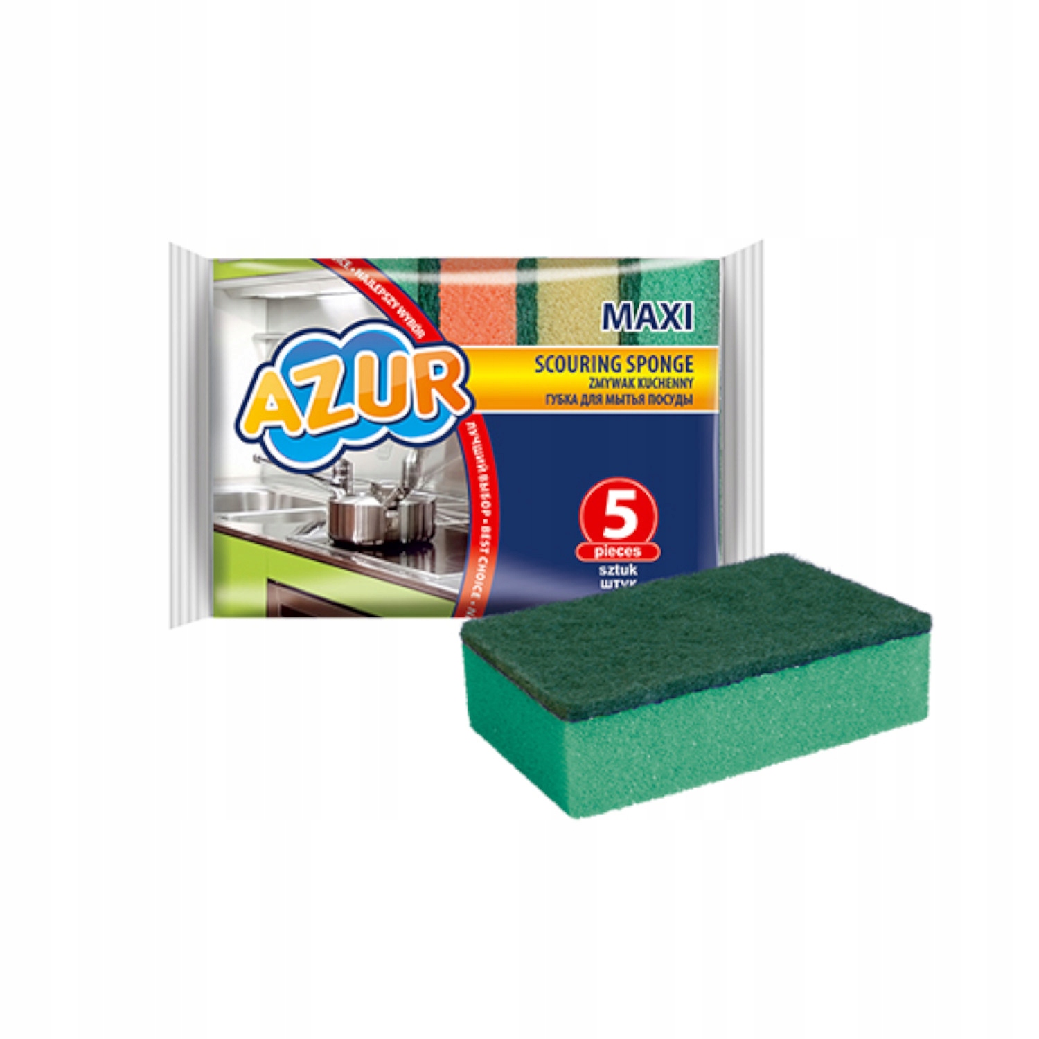 

Zmywaki kuchenne duże 5 sztuk Azur Maxi Wielokolor