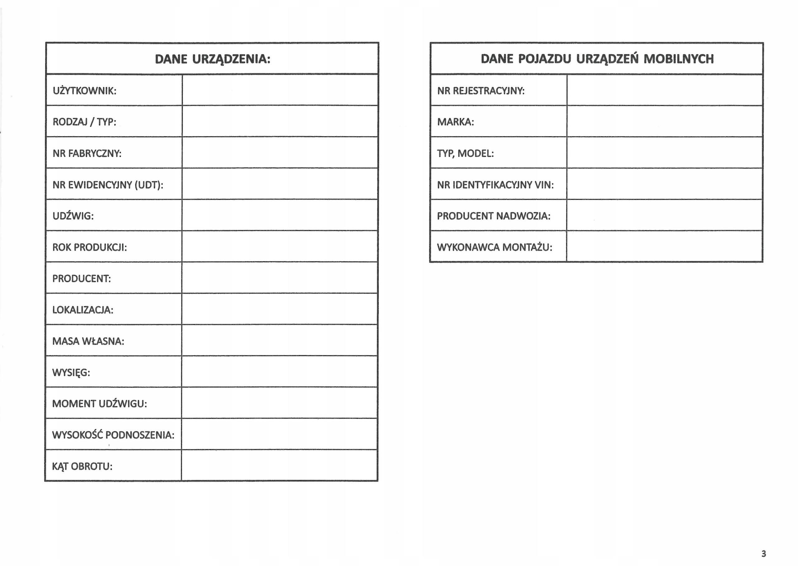 DZIENNIK KONSERWACJI URZĄDZENIA TRANSPORTU UTB Marka inna