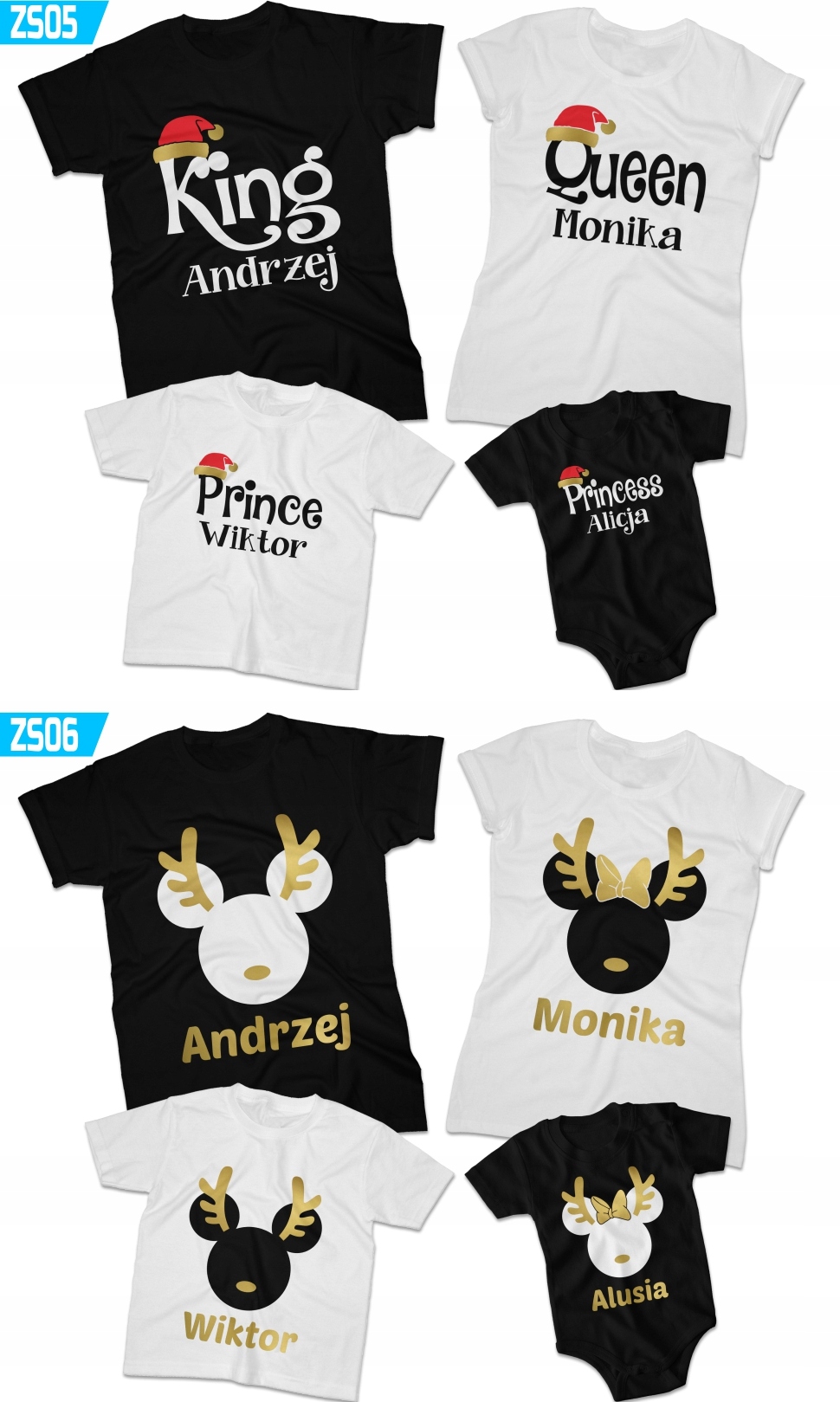 KOSZULKI RODZINNE DLA RODZINY ŚWIĄTECZNE NA SZTUKI Wzór dominujący print (nadruk)