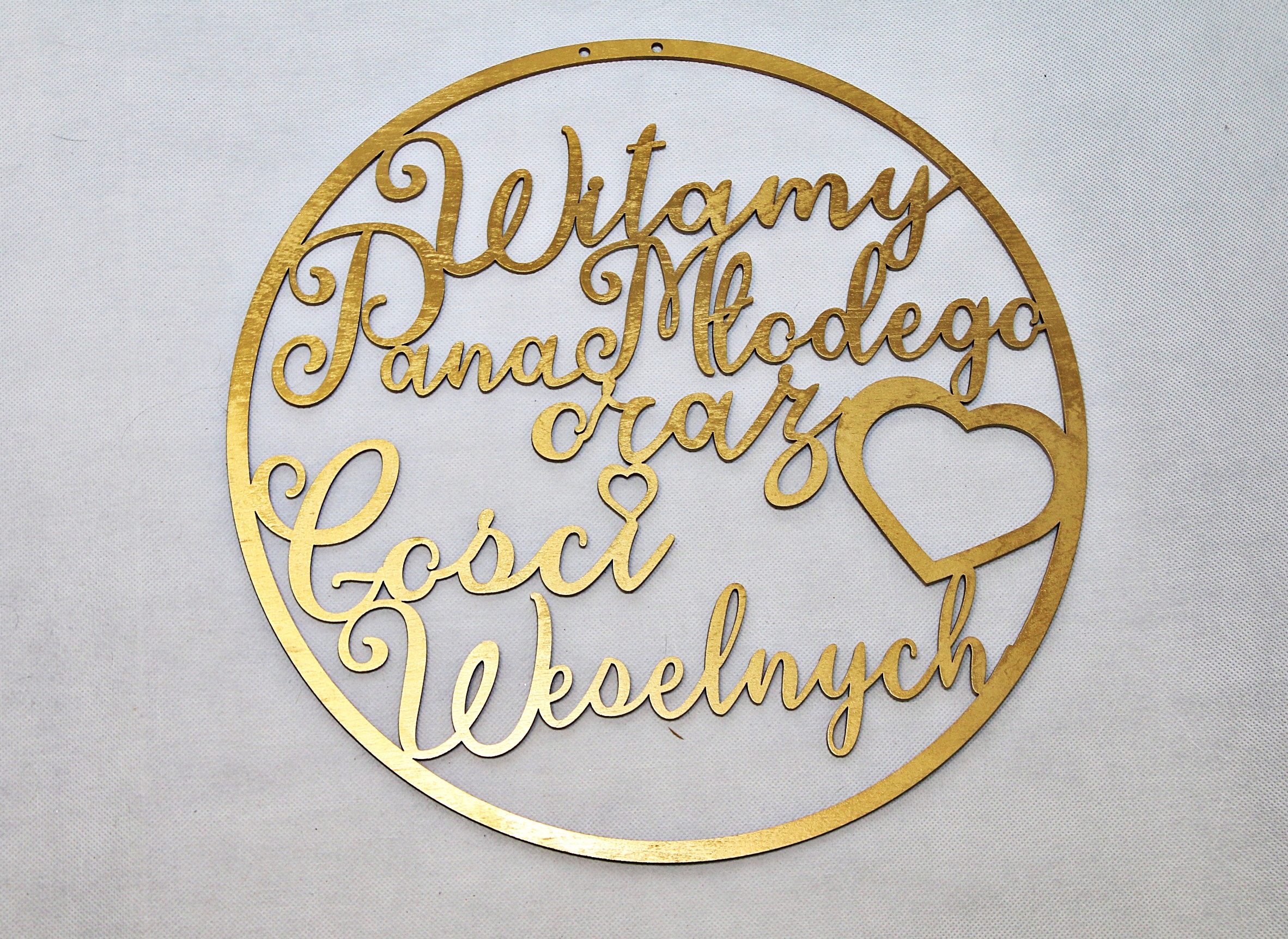 Tablica powitalna napis witamy Pana Młodego złoty