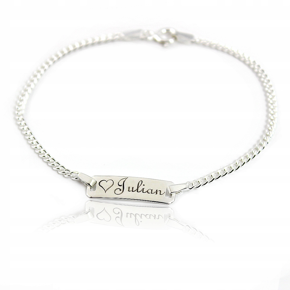 Bransoletka Chrzest Komunia Grawer Srebro 925 Kolor srebrny