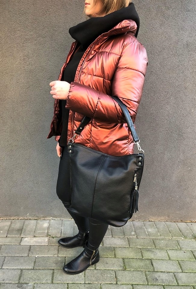 brązowa torebka SKÓRA SHOPPER SKÓRZANA TORBA WOREK SKÓRA NATURALNA A4 Wielkość duża (mieszcząca A4)