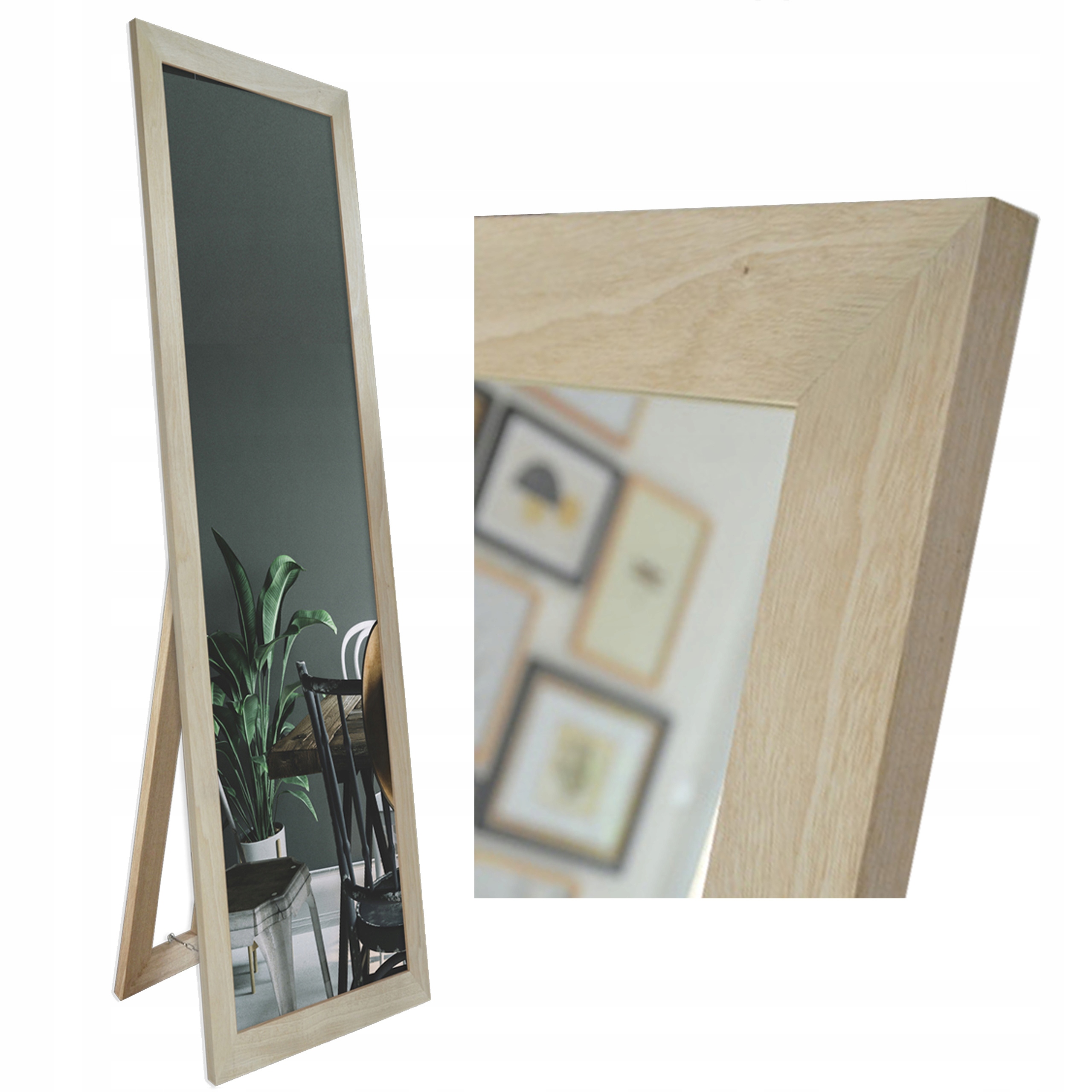 

Duże lustro stojące w ramie drewnianej 160x50 eco