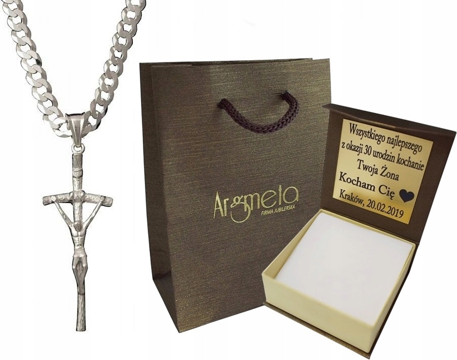 

Łańcuszek Srebrny Męski Z Krzyżykiem Dedykacja