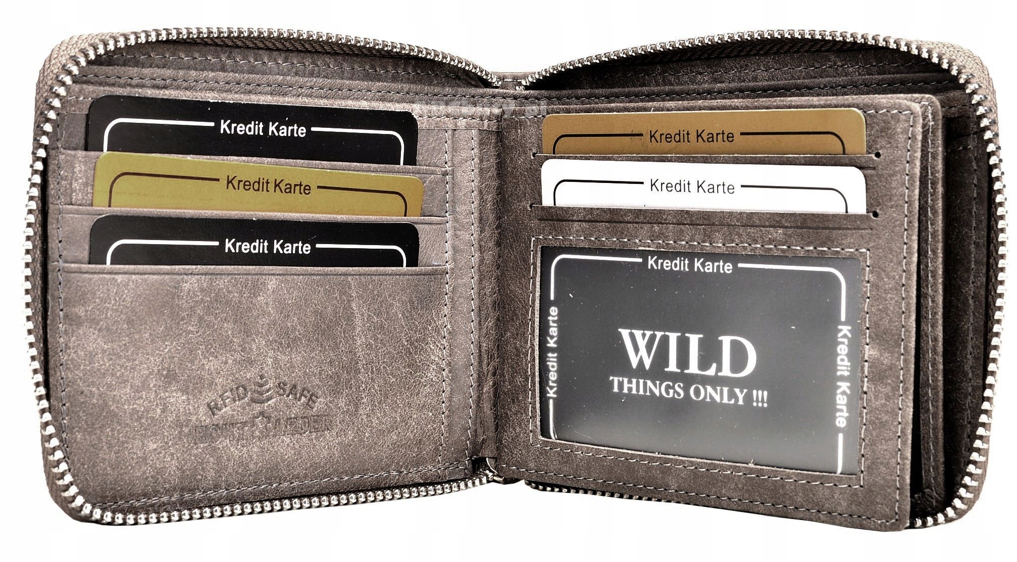 Šedá pánská peněženka se zipem Vysoká Kvalita Mládežnická peněženka Wild Things Only