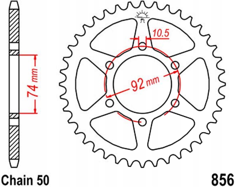 Zadní ozubené kolo Jt R856 44-46Z Yamaha Xj 550 81-84