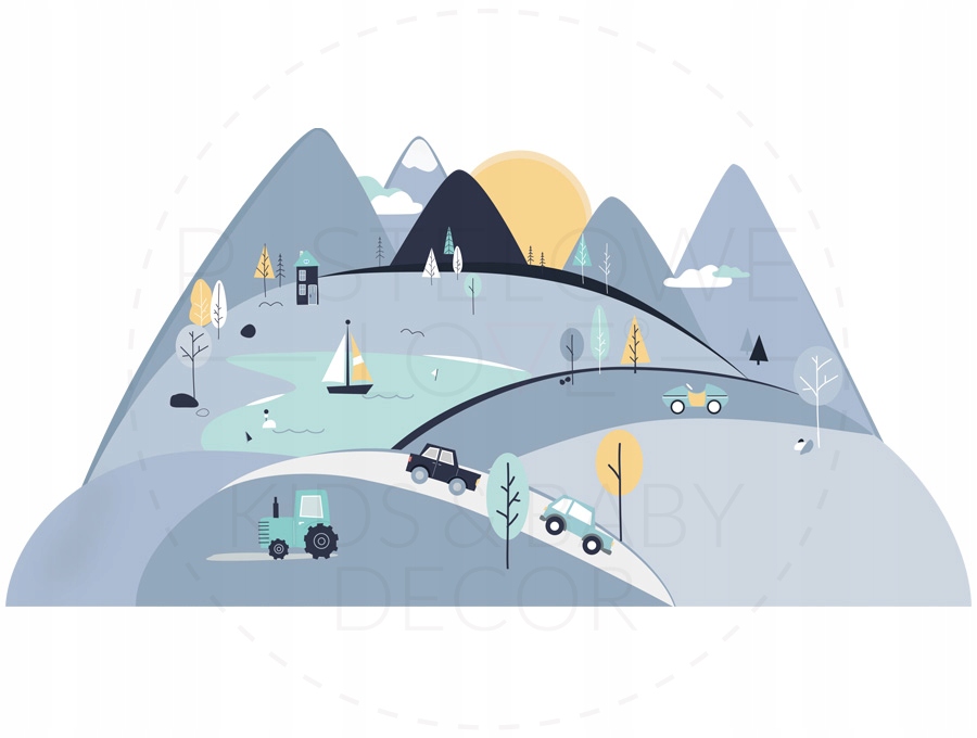 ГОРЫ СИНИЕ - наклейка на стену | размер L