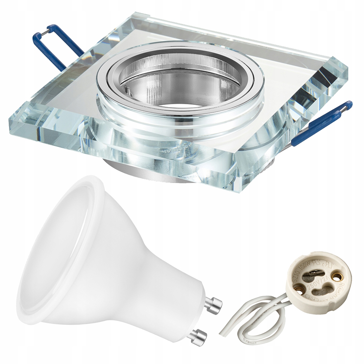 

Zestaw oprawa halogenowa Szklana kw+ Led GU10 6,5W