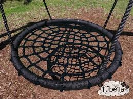 HUŚTAWKA BOCIANIE GNIAZDO XL 100cm CZARNO - CZARNA LINY 18mm Materiał inny