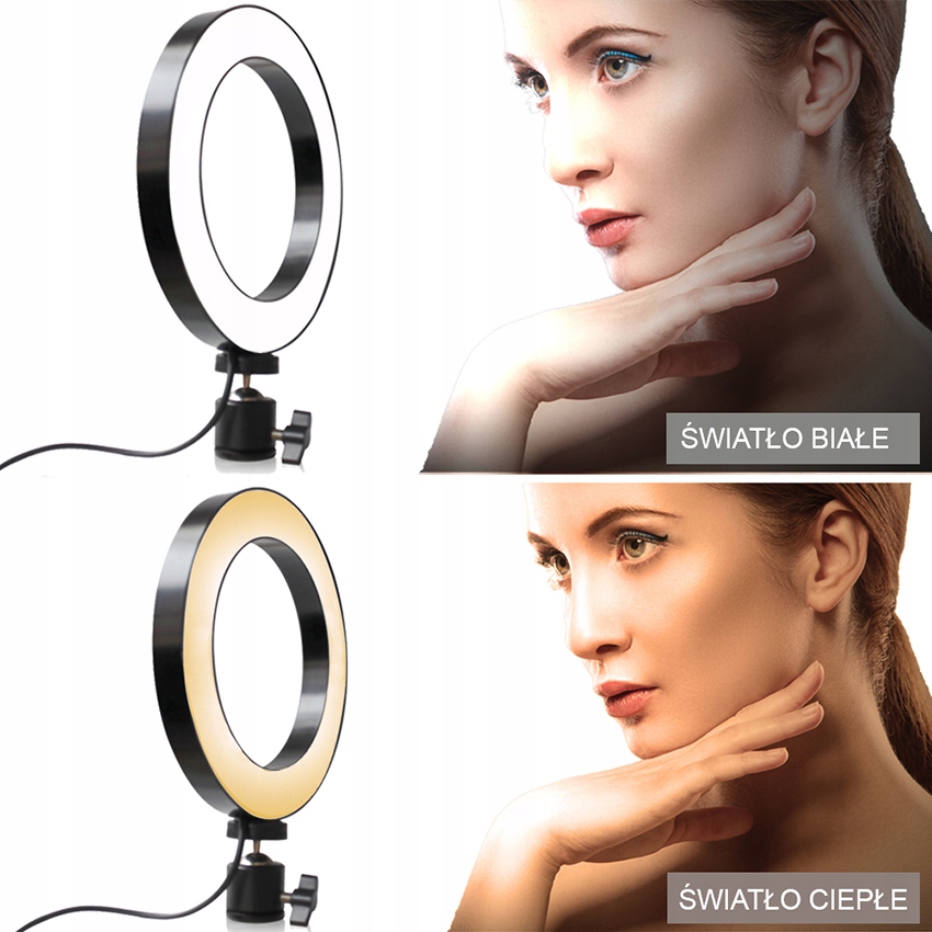 LAMPA PIERŚCIENIOWA RING LED 32cm USB ŚCIEMNIACZ Źródło światła LED