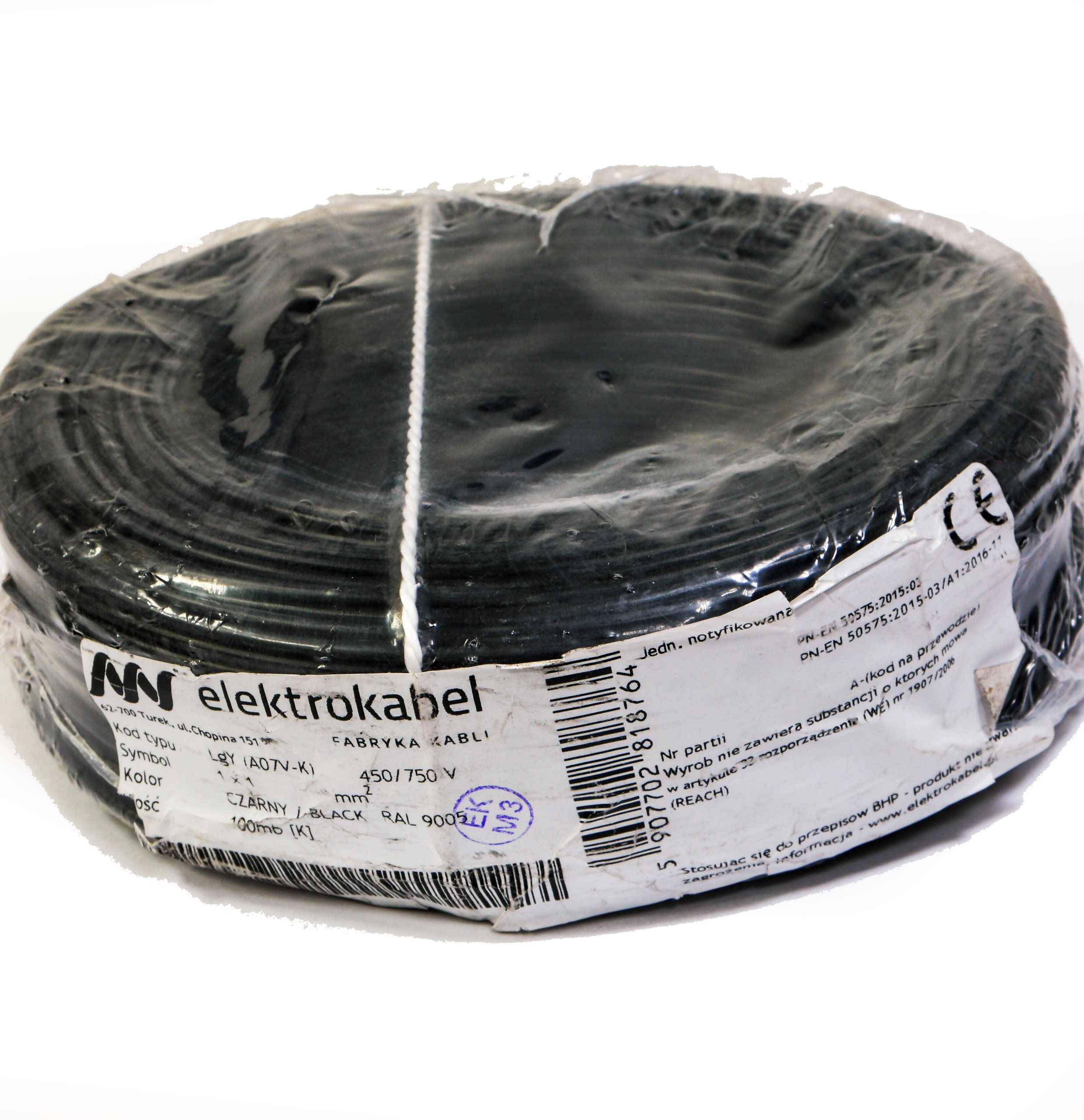 Kabel Lgy 1 mm černý 750 V 100 m